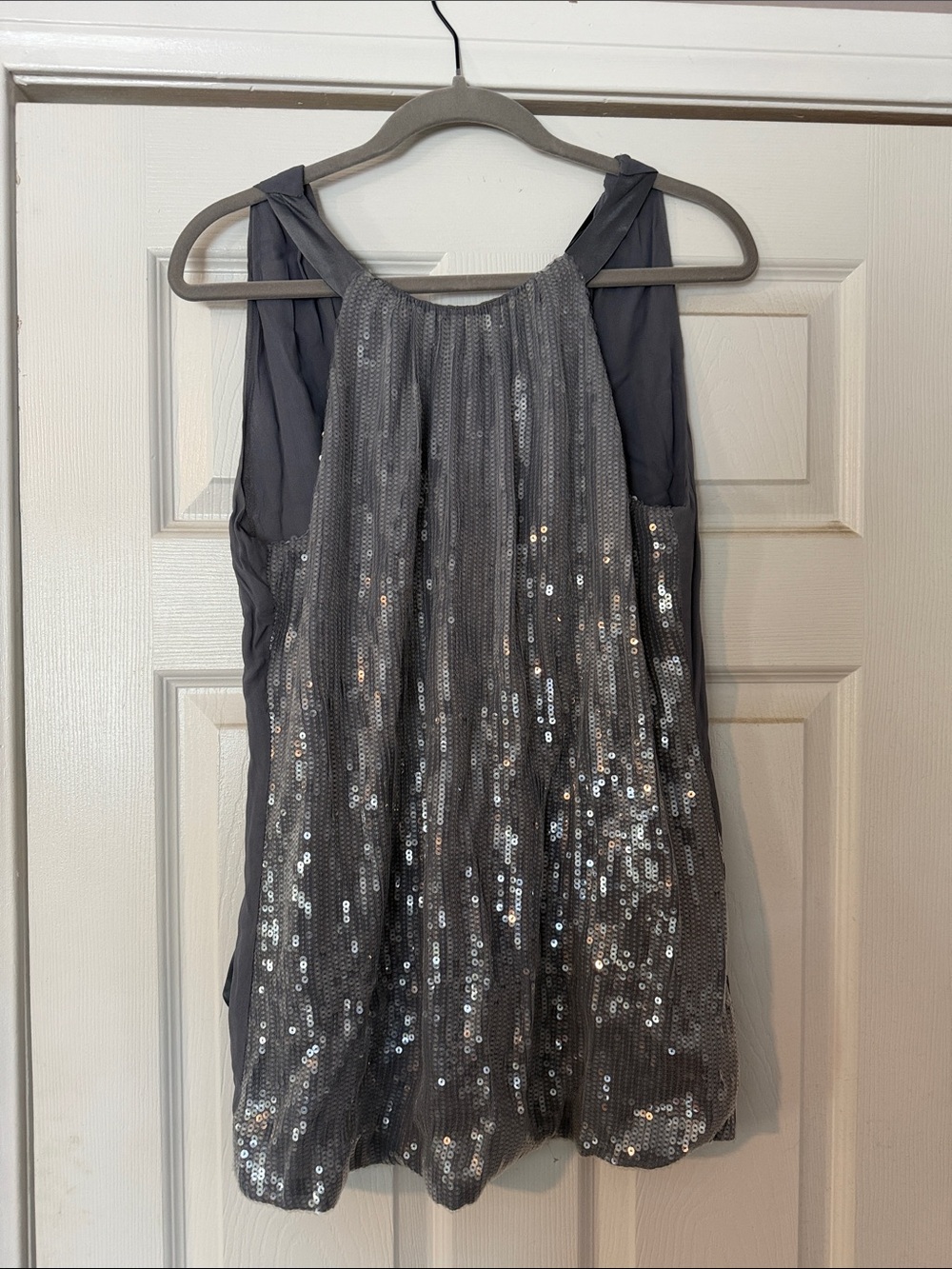 Guess by Marciano Silver Sequin Halter Top